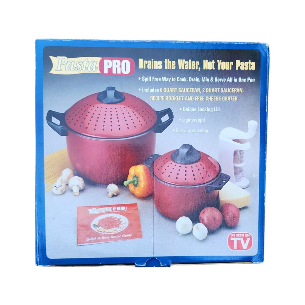 Pasta Pro Cook Drain & Serve As Seen On TV 2 Quart & 6 Quart Saucepan Set NIB